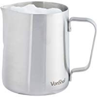 VonShef&nbsp;&ndash;&nbsp;Jarra de leche de acero inoxidable apto para caf&eacute;, latte & para espumar leche 330&nbsp;ml, 600&nbsp;ml cartucho 945&nbsp;ml