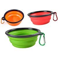 orchidtent perro cuenco, plato para alimentos grado silicona sin BPA aprobado por la FDA, plegable extensible Copa para Pet Cat Food Agua Alimentar Taz&oacute;n de viaje port&aacute;til libre mosquet&oacute;n