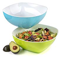 Cuenco grande para ensalada de pl&aacute;stico para servir pasta 4,2 l &ndash; Juego de 2