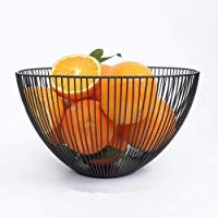 Teabelle Frutero de alambre de metal, estilo geom&eacute;trico para almacenamiento y decoraci&oacute;n, color negro