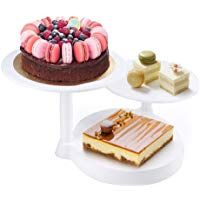 Himaly Bandejas para Tartas Pl&aacute;stico de 3 Pisos Soporte de Torta Decoraci&oacute;n de Pasteles Expositor para Presentaci&oacute;n de Tartas, Pasteles y Frutas, Color blanco