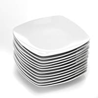 MALACASA, serie Julia, 12 piezas Plato de Plato de Postre de Porcelana para 12 Personas