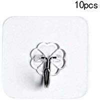 Morza 10pcs de Pared sin Fisuras de u&ntilde;as Transparente Gancho Fuerte Auto-Adhesivo de Puerta Perchas Toalla fregona sostenedor del Bolso del Gancho