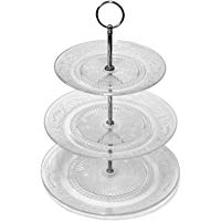 Expositor de cristal de 3&nbsp;pisos, 25,5/23/18 cm de di&aacute;metro y 33&nbsp;cm de alto