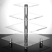 Soporte para tartas, 4 niveles de acr&iacute;lico para cupcakes y soportes de magdalena para postres para fiestas de t&eacute;, baby shower, cumplea&ntilde;os, bodas, compromisos., acr&iacute;lico, 4 Tier With Base, Square with Base
