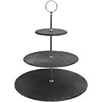 Etagere metal/pizarra 3&nbsp;niveles &Oslash;30/22/12,5&nbsp;x H33&nbsp;CM&nbsp;&ndash;&nbsp;Bandeja de rejilla para servir Soporte