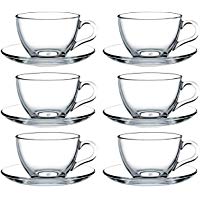 Pasabahce 97948 - 6 tazas de caf&eacute; con platillo "Basic", para t&eacute;, caf&eacute;, capuchino, para 6 personas