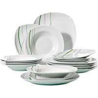 VEWEET 'Aviva' vajilla de Porcelana 18 Piezas | Plato para 6 Personas | Cada uno con 6 Platos de Postre, platillo y Plato Plano