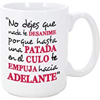 Mugffins Taza Original con Mensaje Gracioso - No Dejes Que Nada te desanime &ndash; cer&aacute;mica 350 ML - Tazas con Frases motivacionales en Tono ir&oacute;nico, Regalo Divertido