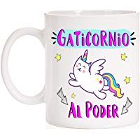 MardeT&eacute; Taza Gaticornio al Poder. Taza Divertida de Gatos Que Son Unicornios.