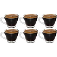 idea-station Tazas de caf&eacute; expreso con asas 6 piezas, 80 ml transparente, espresso y vasos moca Conjunto de 6 piezas Mocha vidrios de las tazas Mocha utilizados con mango como gafas Esprosso taza de espresso, ideal para espresso