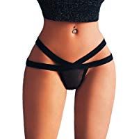 Luckycat Elegante Mujer Sexy Mini Tanga Estrella Vendajes Malla Tanga Ropa Interior de Encaje Punk