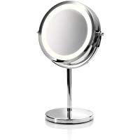 Medisana CM840 88550, Espejo de Maquillaje de Sobremesa (luz LED, aumento 5x, 16 leds blancos, 13 cm di&aacute;metro), Cromado