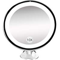 Espejo Maquillaje,BESTOPE 21 Luces LED Espejo Cosm&eacute;tico, Pantalla T&aacute;ctil Ajusta luz, Aumentos 1x, 10x, Rotaci&oacute;n ajustable de 180 &deg;, fuente de alimentaci&oacute;n doble, espejo cosm&eacute;tico encimera (Blanco)