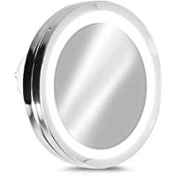 Navaris Espejo de Aumento x5 con luz - Espejo con 3 ventosas e iluminaci&oacute;n LED - Giratorio y Ajustable - Espejo de Maquillaje depilaci&oacute;n en Plata
