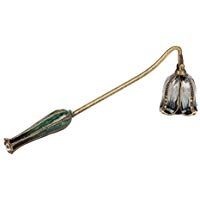 Vintage Floral P&eacute;talo Verde Hoja Blanco Diamante Negro Metal Apagador de Vela