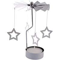 Hosaire 1X Portavelas de Navidad,Estilo Estrella de Portavelas Giratorio de Aromaterapia Craz&oacute;n Candelero Cena Props Decoracion Boda Objetos de La Pared del Jard&iacute;n Casero Size 12cm*8cm (Blanco)