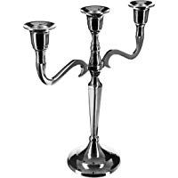 Candelabro porta-velas de metal 3 brazos - Estilo Barroco - Color PLATA