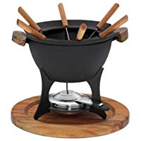 kela 16644&nbsp;Set de Fondue, 11&nbsp;Piezas, Hierro Fundido emailiert, Apta para inducci&oacute;n, 1&nbsp;L, Metal/Negro, Country