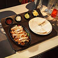 dine@drinkstuff Fajita Tabla para Servir con Plato de Sizzle y 4&nbsp;moldes para presentar Fajitas de Horno a la Mesa