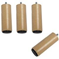 Wood Selection 4&nbsp;Patas de Cama Madera Maciza Color Barniz Natural 10&nbsp;cm con Soporte (antiara&ntilde;azos Atrapaluz Suelo Posavasos