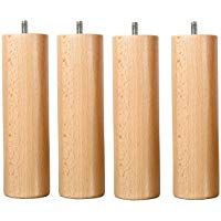 Juego de 4 patas de madera natural altura, 25 cm fijaci&oacute;n est&aacute;ndar M8