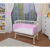 WALDIN Cuna colecho para beb&eacute;, cuna para beb&eacute;, con protector y colch&oacute;n, natural sin tratamientos o lacado en blanco