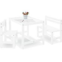 Pinolino 202420 Timo - Set infantil de mesa y bancos de madera, color blanco