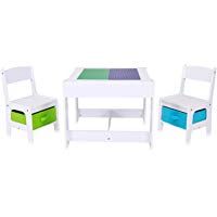 Baby Vivo Set Ni&ntilde;os Actividad Mesa con 2 Sillas Infantil Escritorio Juego Cajas Ni&ntilde;a y Ni&ntilde;o Hecho de Madera - Moritz