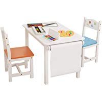 Homfa Juego de Mesa y 2 Sillas para Ni&ntilde;os Muebles Infantiles Mesa con Sillas para &Ntilde;inos de 2-10 A&ntilde;os Blanco
