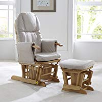 Tutti Bambini Deluxe - Silla de lactancia acolchada con 3 posiciones de reclinaci&oacute;n, marco de madera natural con tela suave beige