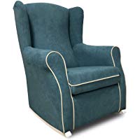 SERMAHOME Sill&oacute;n butaca Balanc&iacute;n orejero Modelo Deluxe Lactancia Tapizado con Vivo Beige Medidas 102 x 75 x 74