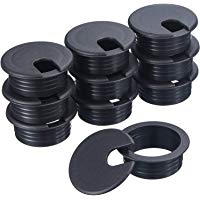 SATINIOR 10 Packs Black Desk Cable Wire Grommet Cord, PC Computer Desk Plastic Grommet Cord, Tidy Cable Hole Cover Organizers