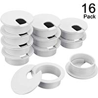 16 Ojales de Escritorio Cubierta de Agujero de Cable Cuerda de Pl&aacute;stico para Mesa de Ordenador Organizador de Alambre para Hogar y Oficina, 35 mm/ 1,38 Pulgadas Di&aacute;metro de Agujero de Montaje (Blanco)