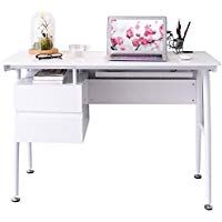 SixBros. Mesa de Ordenador, Blanco brillante-CT-3541/2187