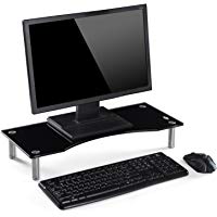 Soporte elevado para la pantalla del ordenador, altura ajustable, 56 cm de largo x 24 cm ancho x 9 cm alto, de crital transparente, de Ttap