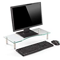Soporte elevado para la pantalla del ordenador, altura ajustable, 56 cm de largo x 24 cm ancho x 9 cm alto, de crital transparente, de Ttap