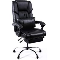 SONGMICS Racing Silla de Escritorio computadora Oficina Ergon&oacute;mica con reposapi&eacute;s Plegable PU Metal Cromado Negro 150 kg OBG71B
