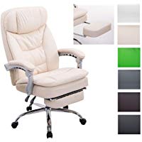 CLP Silla de Oficina XL Troy en Cuero PU I Silla Relax con Reposapi&eacute;s Extra&iacute;ble | Silla Escritorio Regulable en Altura & con Ruedas I Color: