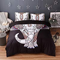 Elefante Animal 3D Juego de Cama 1 Funda de Edred&oacute;n y 2 Funda de Almohada,Funda N&oacute;rdica de Edred&oacute;n Estampada,Colcha Reversible 100% Poli&eacute;ster 3 Piezas