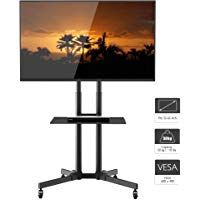 1home Mobile TV Cart Soporte de Piso con Bandeja | Montaje con Soporte VESA para Plasma de 32"-65" / LCD/LED | Trolley de exhibici&oacute;n para exhibici&oacute;n en el hogar con Ruedas giratorias sin Marcas