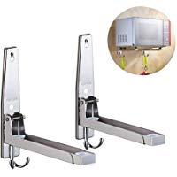 Soporte de Pared Estante para microondas con 4 Ganchos de Acero Inoxidable, Incluye Material de Montaje (hasta 35kg, 29-42cm)