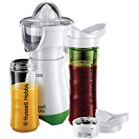 Russell Hobbs Mix & Go &ndash; Batidora de Vaso Individual, 300 W, Batidora Smoothies, Sin BPA, Blanco y Verde, 1 Vaso de 600 ml, 1 Vaso de 400 ml