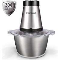 Homgeek Picadora, Trituradora de Alimentos con Tapa De Presi&oacute;n De 300W, Modo De 2 Velocidades, Acero inoxidable 1.8L de Gran Capacidad, Hoja de Ajustable 4D, Sin BPA, Negro