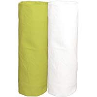 Verde y Blanco - Pati'Chou 100% Algod&oacute;n Juego de 2 s&aacute;banas bajeras ajustables para cama infantil 70 x 160 cm