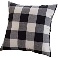 Cupcinu Funda de coj&iacute;n a Cuadros Cuadrados Sill&oacute;n Silla reposacabezas Cubierta Funda de Almohada cl&aacute;sica decoraci&oacute;n para Oficina caf&eacute; sof&aacute; Coche (Negro Blanco)