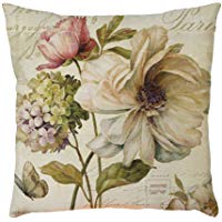 Doingshop - Funda de coj&iacute;n Decorativa con dise&ntilde;o de Mariposas y Flores para sof&aacute; o Cama de 18 x 18 Pulgadas