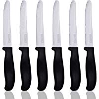 GOURMEO set de 6 cuchillos de mesa dentados de acero inoxidable cromado y mango pl&aacute;stico de alta calidad | cuchillo para untar, cuchillo de pan, cuchillo para tomate, chuchillo para salchicha