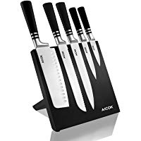Aicok cuchillos, set de cuchillos de carbono inoxidable alem&aacute;n. Incluye 5 cuchillos diferentes y un soporte magn&eacute;tico para ellos