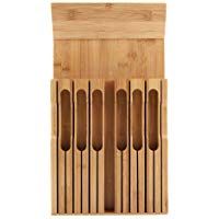 Soporte para cuchillos, portacuchillos, portacuchillos, portacuchillos de bamb&uacute;, caj&oacute;n organizador y soporte, portacuchillos de caj&oacute;n para 8 cuchillos, de bamb&uacute;